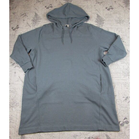 EUC $166  Wrap London Organic Cotton Hooded Sweatshirt Dress Soft Ocean US 14 - Picture 2 of 8